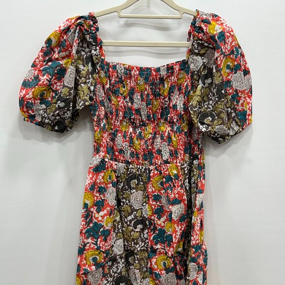 NWT Velvet by Graham & Spencer Taria Floral Smocked Puff Sleeve Mini Dress Small - Picture 9 of 13